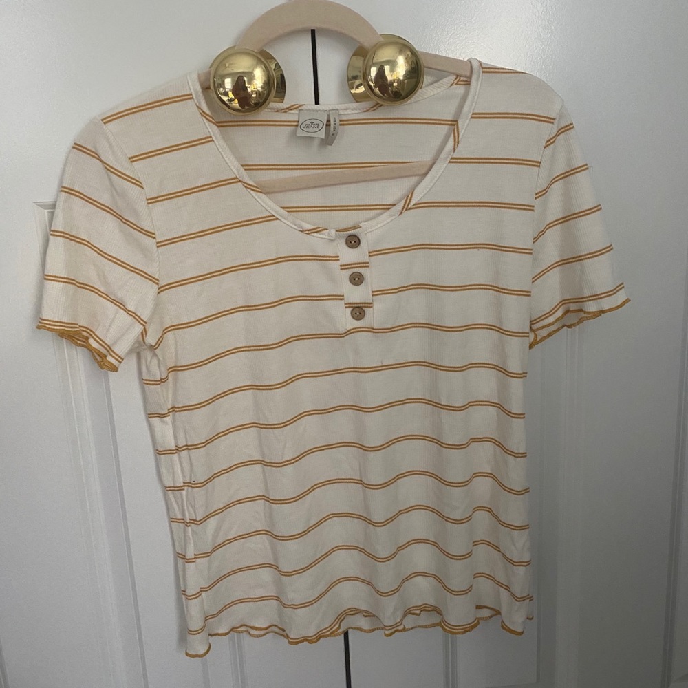 White and Yellow Crop Top